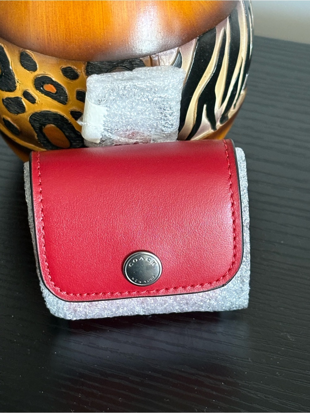 Coach AirPod Pro Case - Red with snap closure